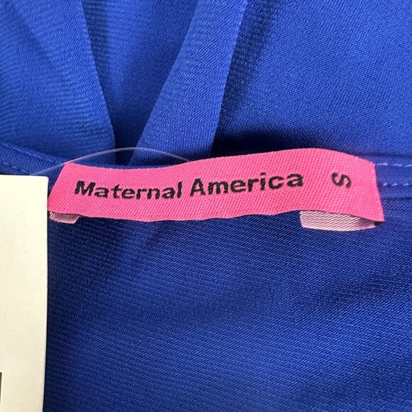 Maternal America Royal Blue Nursing Maxi Dress With Ivory Trim S - Picture 4 of 7
